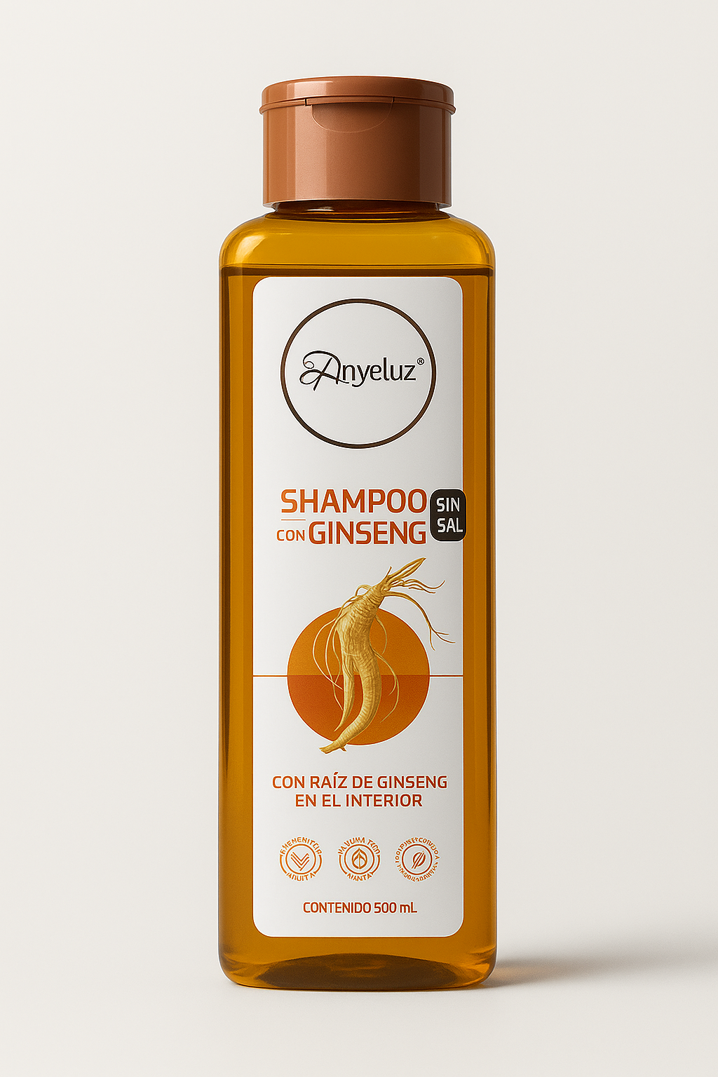 Shampoo Anyeluz con Ginseng Sin Sal – 500 mL